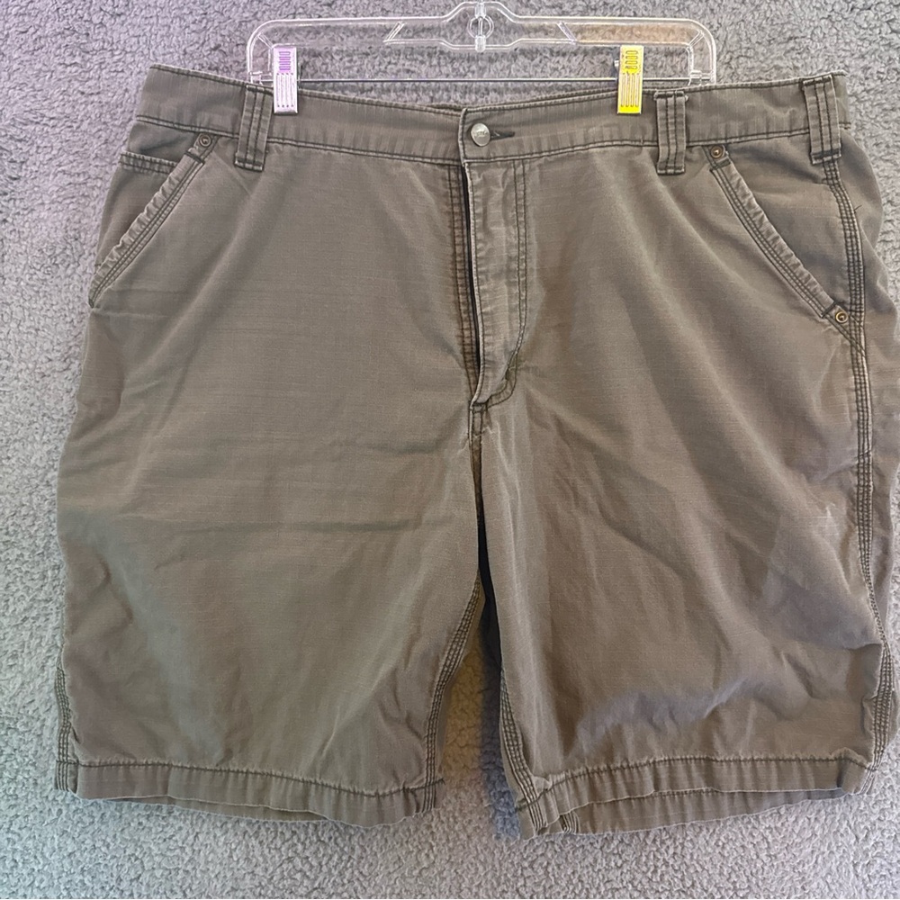 Carhartt Shorts Mens 42 Green Khaki Utility Pocket Workwear Ripstop Fabric